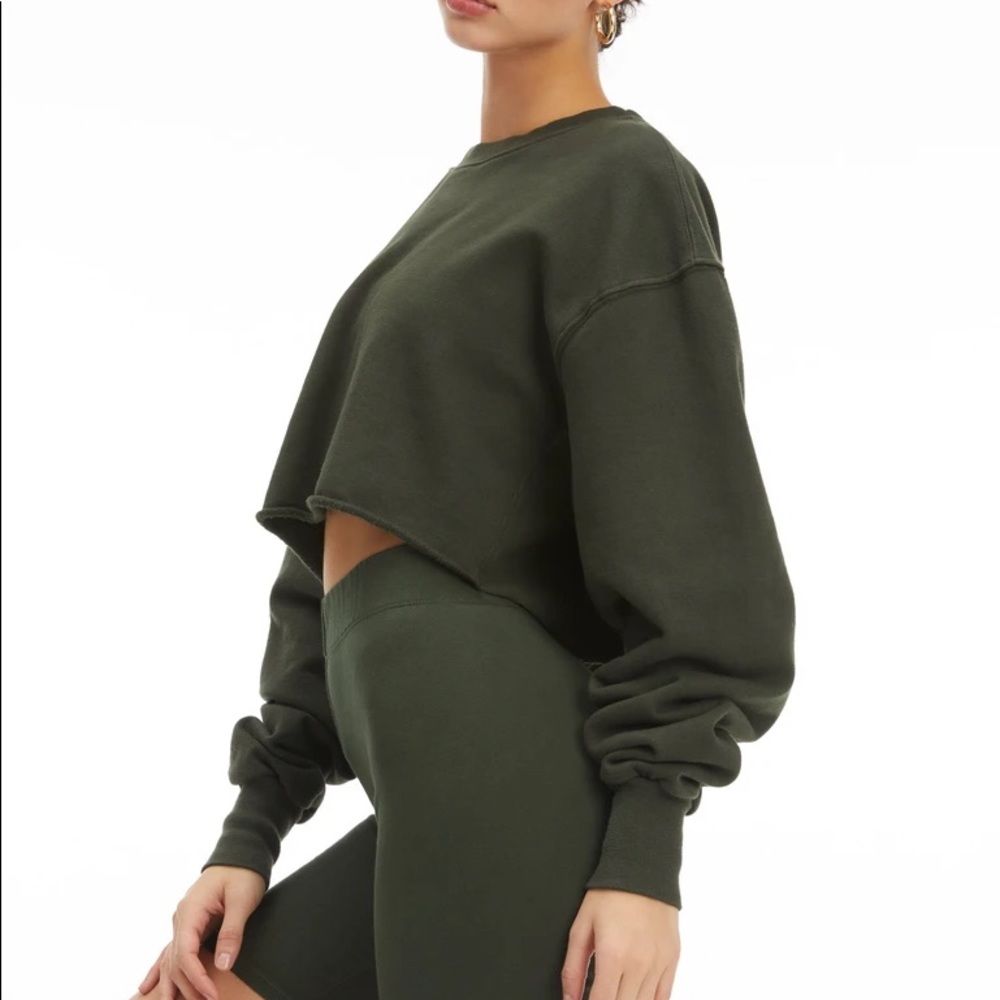 Good American Cropped & Cool Green Sweatshirt sz M